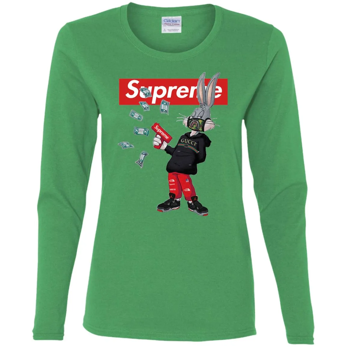 Supreme Rabbit Gucci Gang T-shirt Women Long Sleeve Shirt