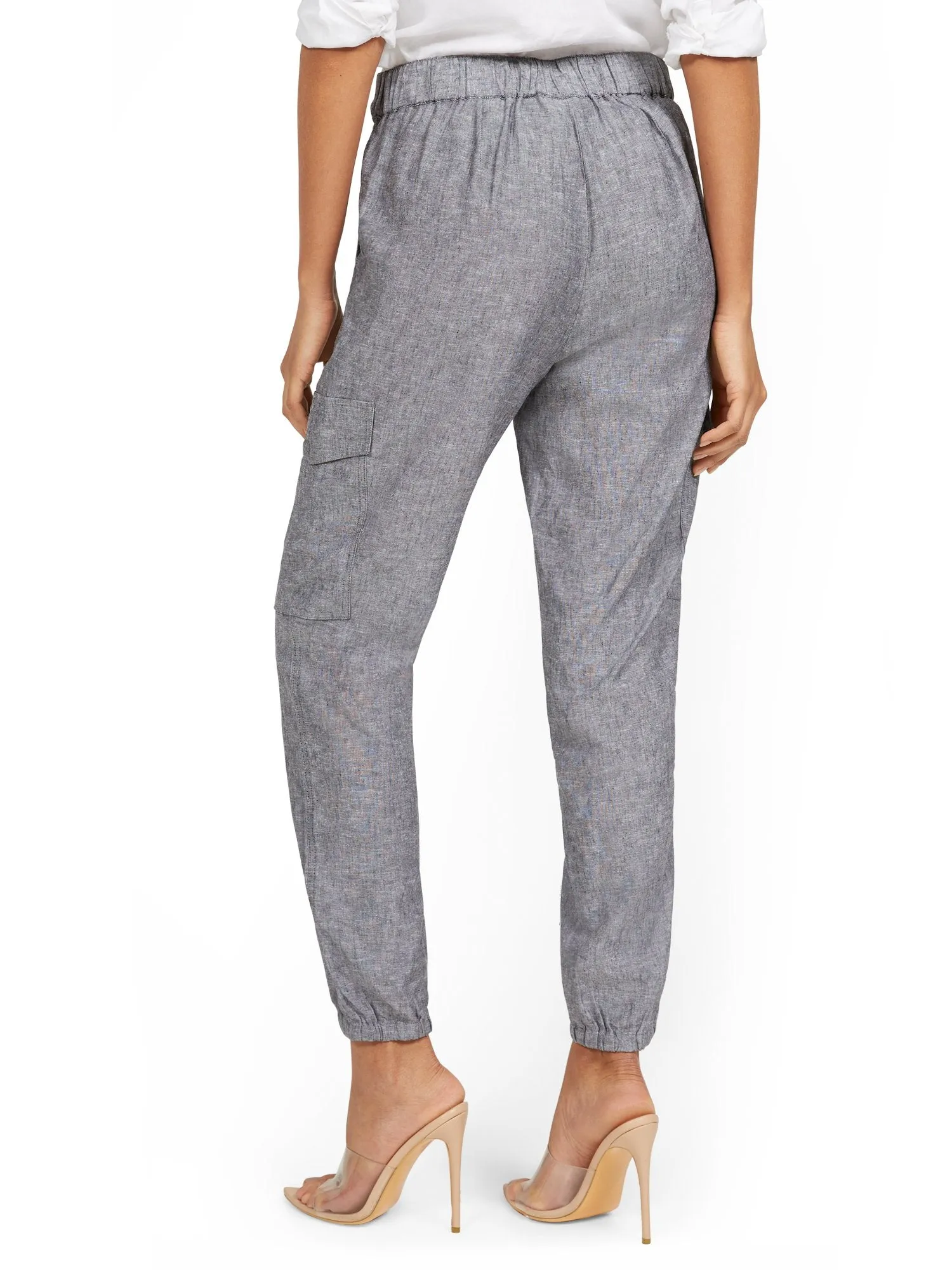 Tall Linen-Blend High-Waisted Cargo Jogger Pant