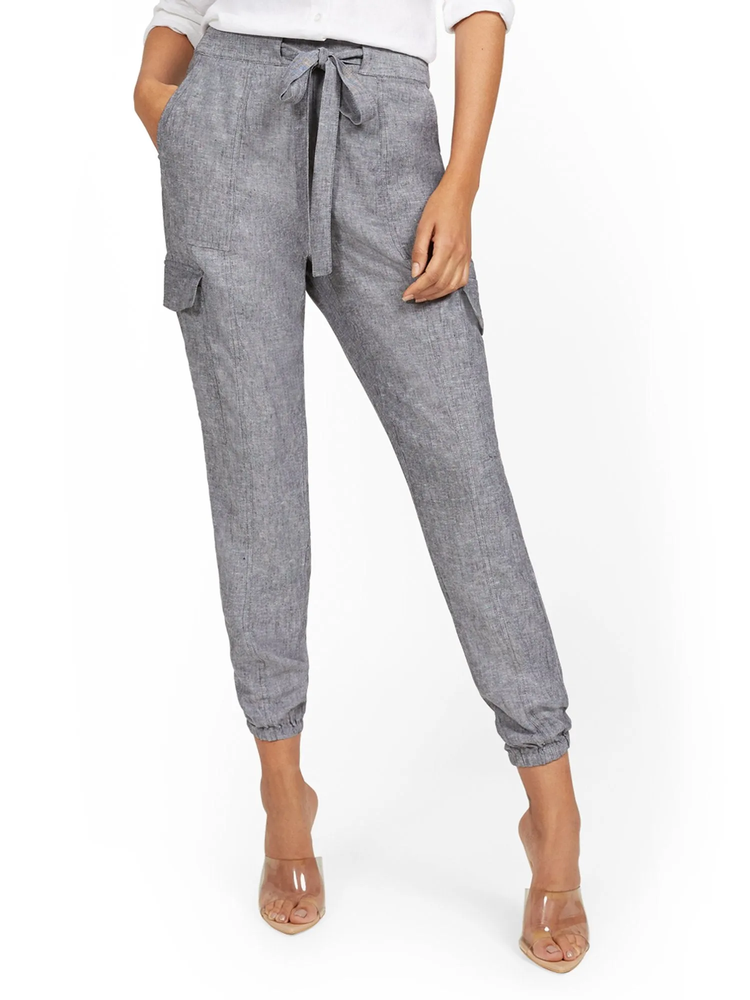 Tall Linen-Blend High-Waisted Cargo Jogger Pant