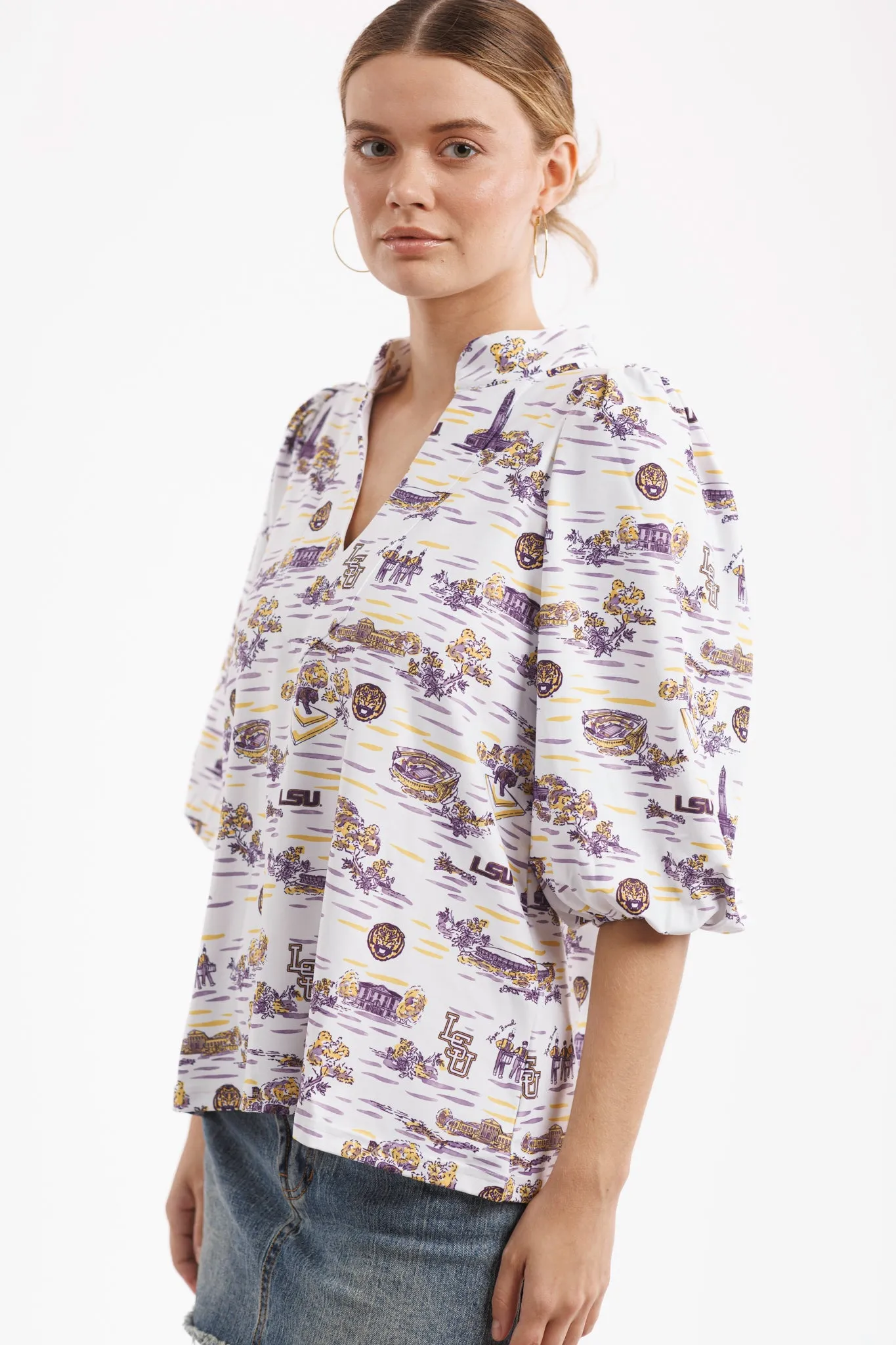 The Eliza Top - LSU Toile