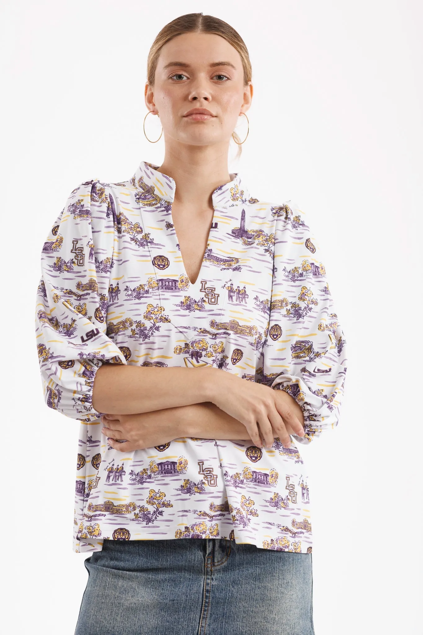 The Eliza Top - LSU Toile