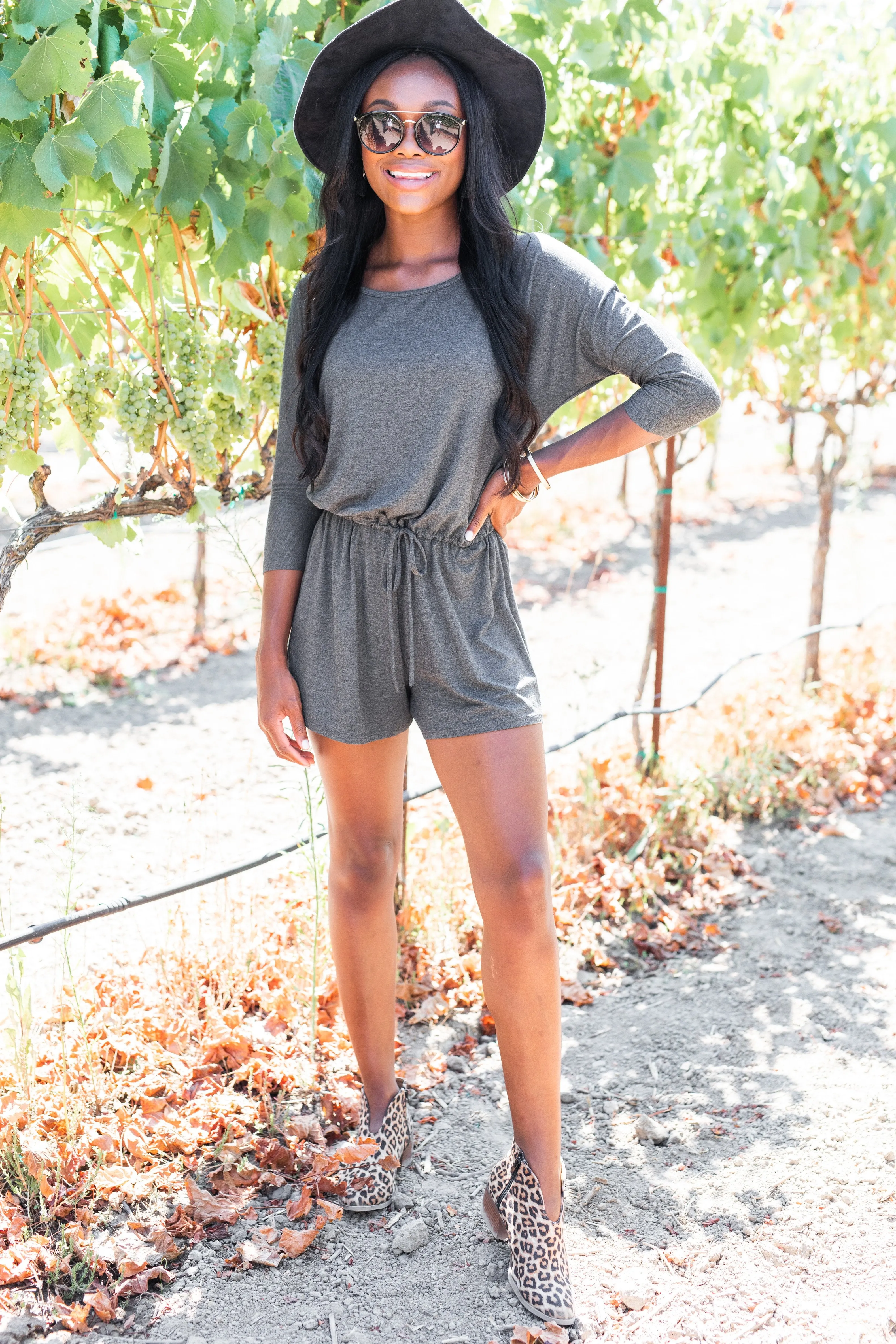 The Poolside Charcoal Gray Romper