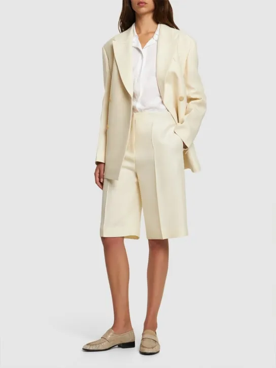 The Row   Flash wool &amp; silk twill shorts 
