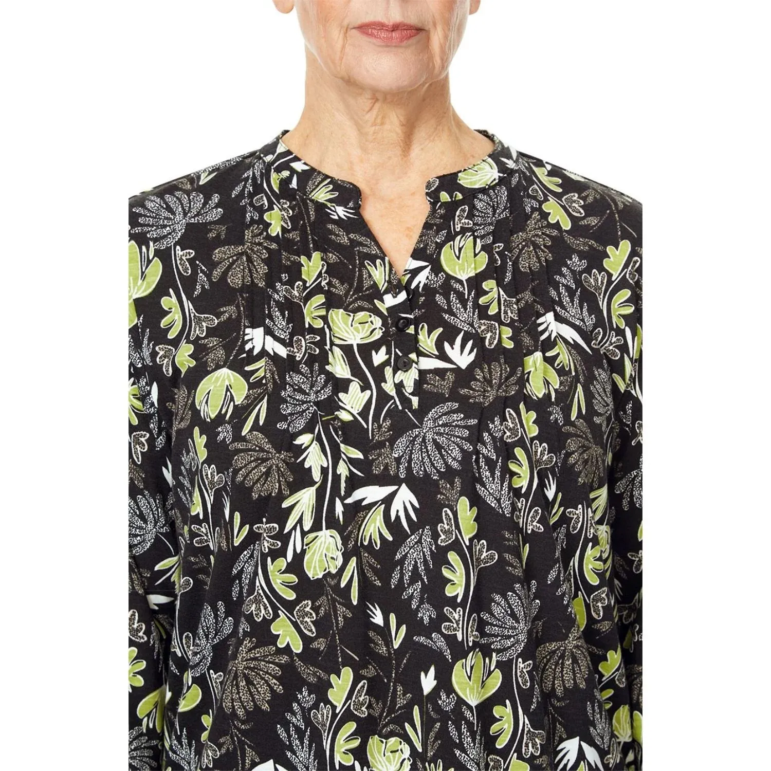 TIGI 14/16 Notch Neck Pin Tuck Detail Top