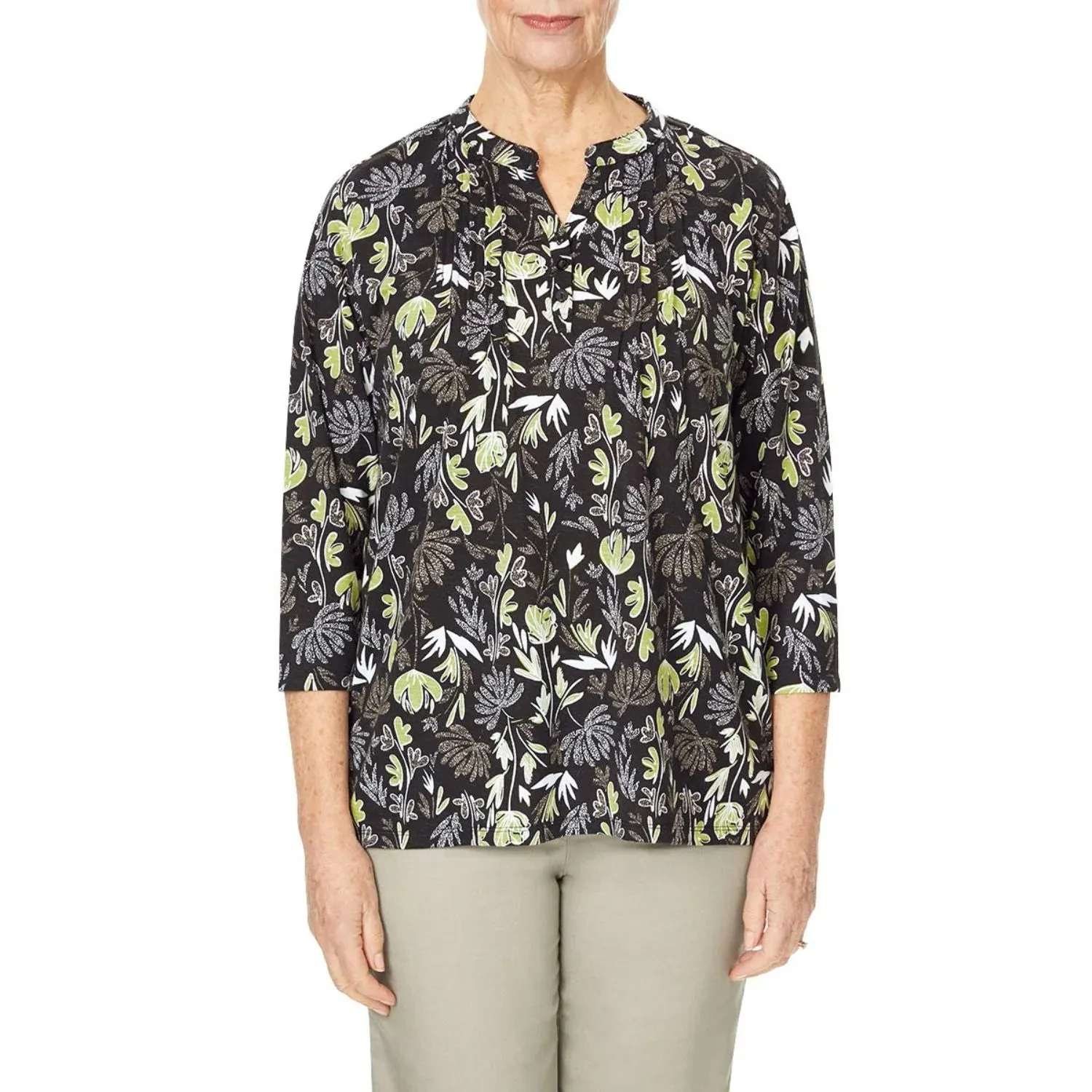 TIGI 14/16 Notch Neck Pin Tuck Detail Top