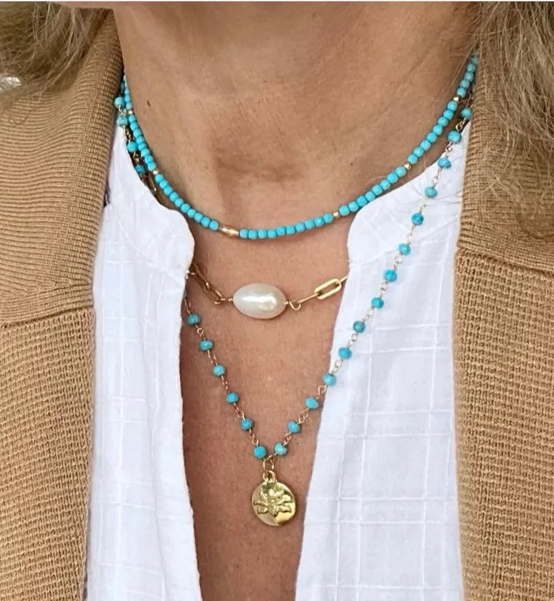 Turquoise Necklace with Lotus