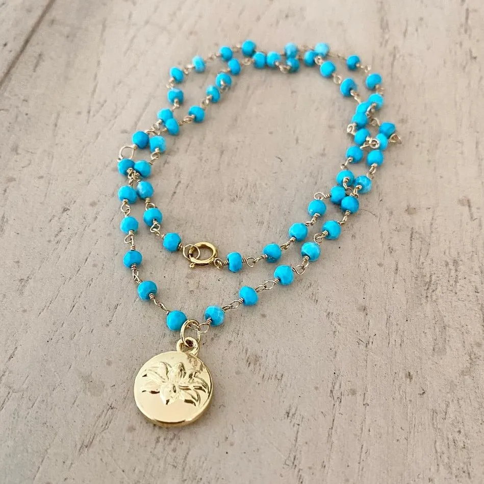 Turquoise Necklace with Lotus