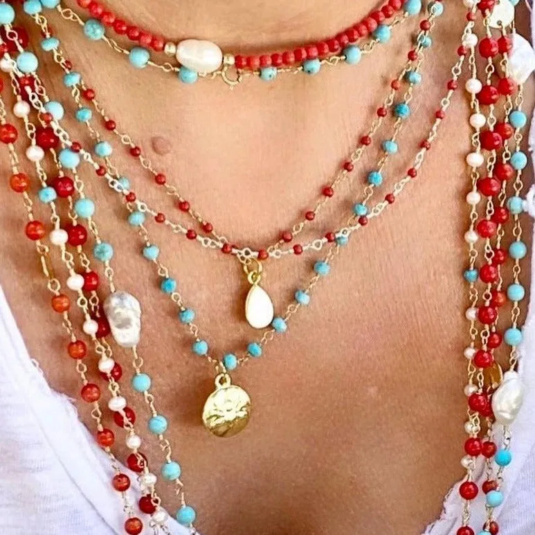 Turquoise Necklace with Lotus