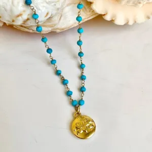 Turquoise Necklace with Lotus