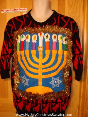 Ugly Christmas Sweater Party Hanukkah Sweater Vintage 80s (j173)