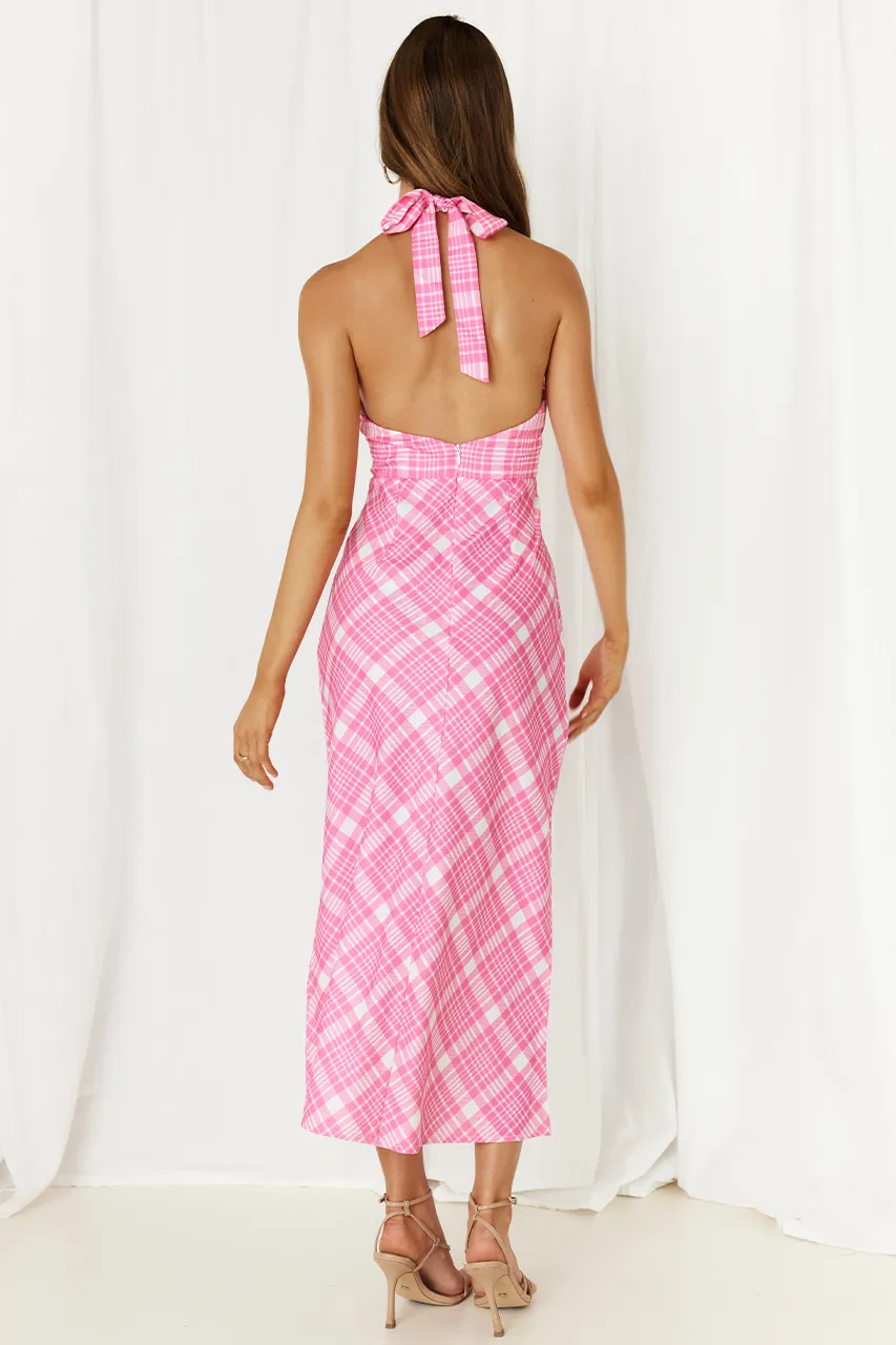 Valence Midi Slip - Pink Check