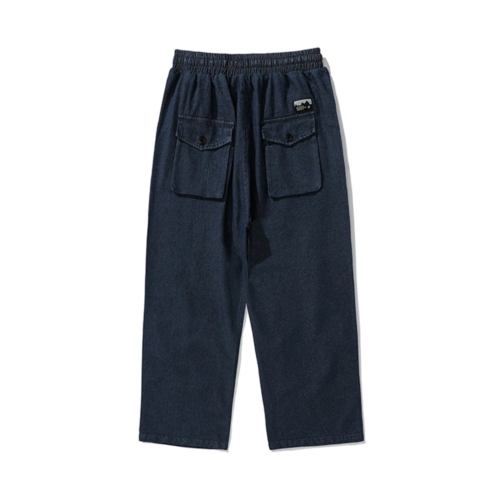 Vintage Japanese Heavy Denim Trousers Loose Straight Dark Blue