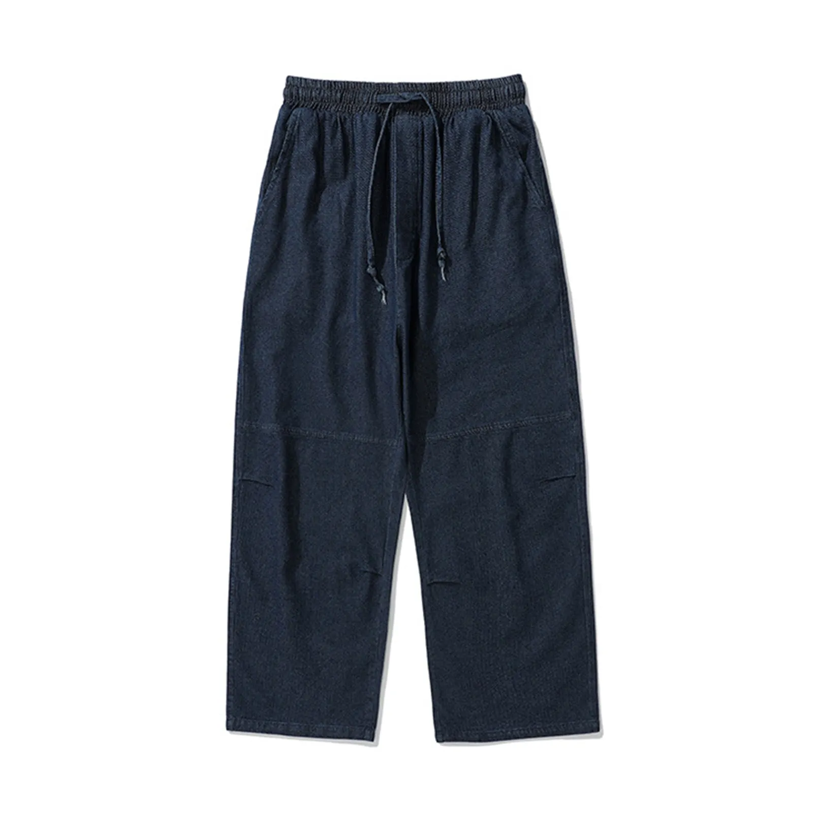 Vintage Japanese Heavy Denim Trousers Loose Straight Dark Blue