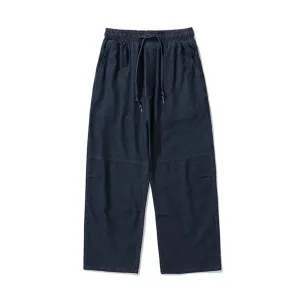 Vintage Japanese Heavy Denim Trousers Loose Straight Dark Blue