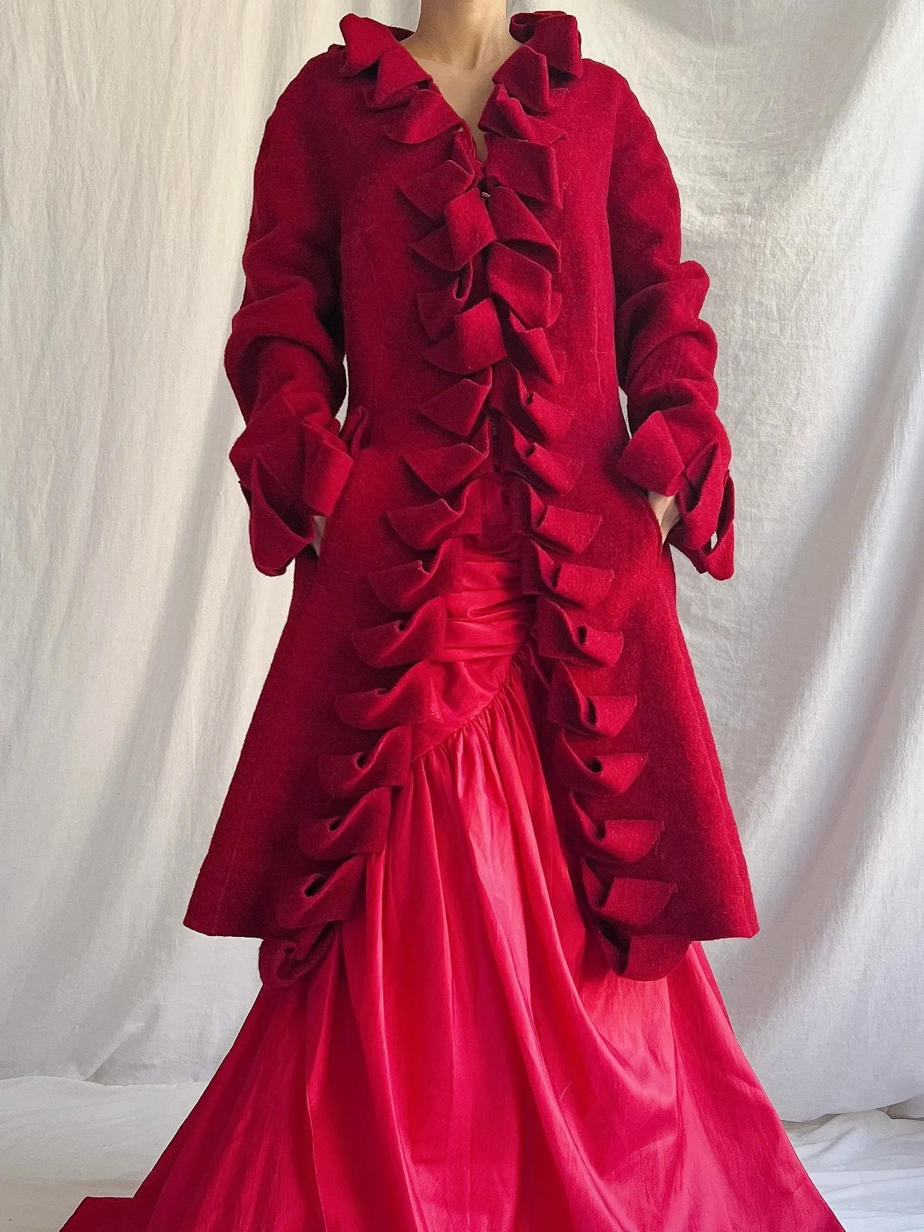 Vintage Red Wool Coat - M
