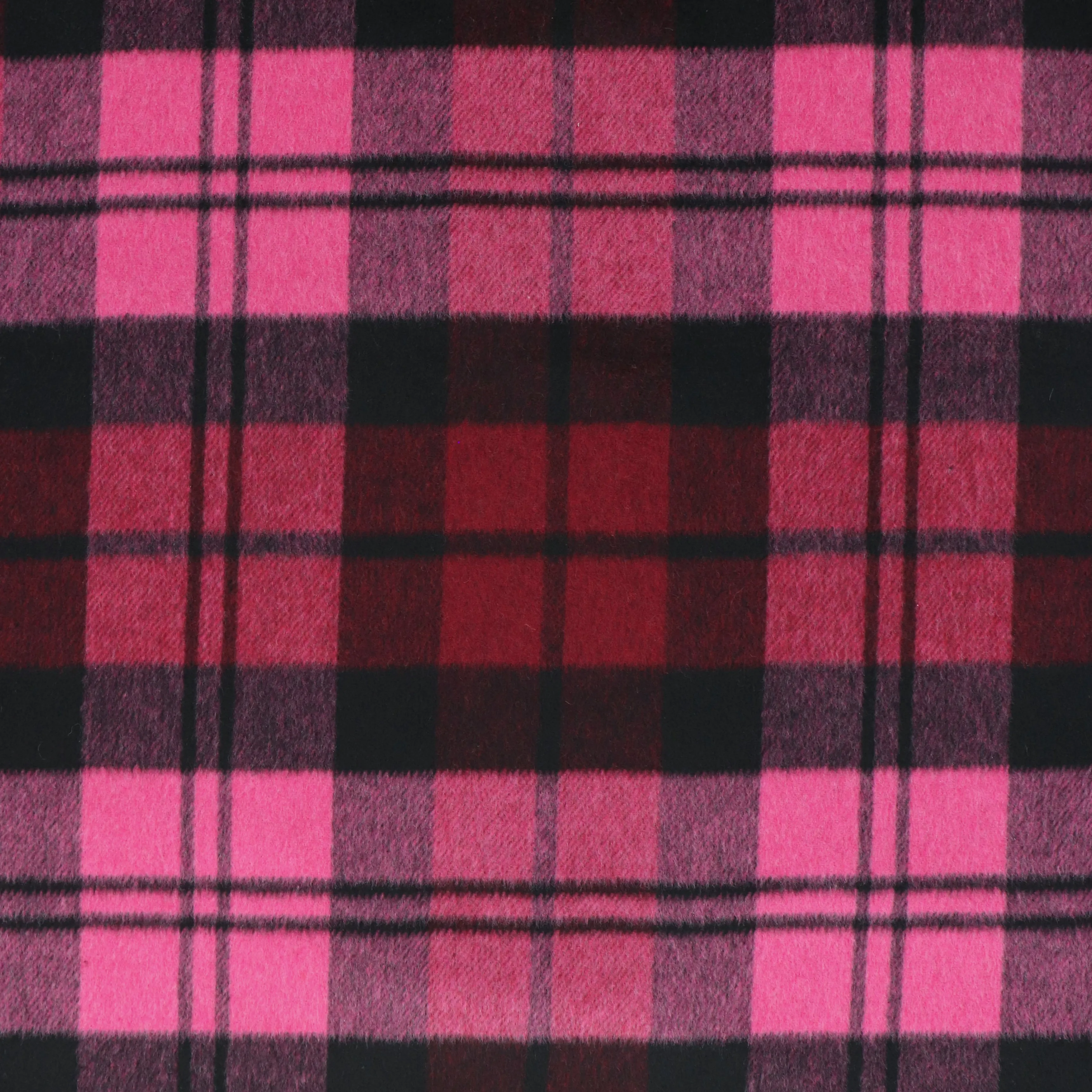 Wool Blend Brushed Coating - Pink   Red Check - SALE