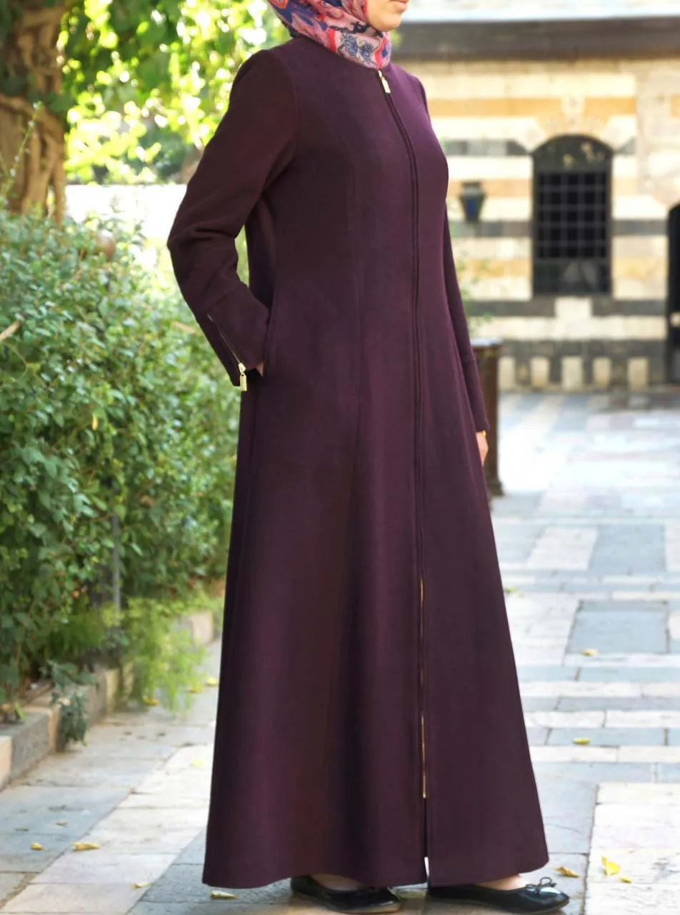 Zipped Full Length Wool Coat